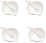 Pufo 4 db Pufo Leaf porcelán tál készlet előételekhez, desszertekhez, köretekhez, kanalakkal, fehér (Pufo3868)