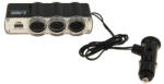 CARMOTION 3-as szivargyújtó elosztó USB-vel (CM58608N)