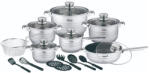 Voltz Комплект тенджери и тигани Oliver Voltz OV51210R20B, 20 части, Многослойно дъно, Индукция, Неръждаема стомана, Аксесоари, Сребрист (5V1210R20B)