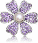  Ezüst Bross Marokkói Ametiszttel és Fehér Édesvízi Kagylógyönggyel, XMP058