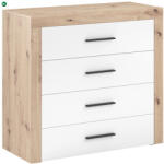 INTERMEBLE 4 Fiókos Komód Tölgy/Fehér Színben. GAMA 95 cm