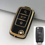  Volkswagen bicskakulcs 3 gombos TPU tok fekete arany (TVW004AFK)