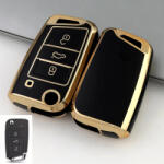  Volkswagen bicskakulcs 3 gombos TPU tok fekete arany (TVW047AFK)