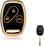Honda 3 gombos autókulcs TPU tok fekete arany (THO004AFK)