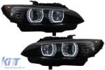 KITT Lightning Angel Eyes Xenon 3D LED fényszóró BMW 3 E92 E93 (2006-2010) modellekhez, U-tipus dizájn, fekete (HLBME92B)