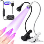 Everin Lampă UV/LED Easy Flex 360° - 5W - argintiu | Mini lampă pentru polimerizare unghii și nail art (LFLEX-36S)