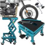  Hidraulikus Motorkerékpár Ollós Emelő, Mobil, Gumi Platform, 135 kg (5907131810681)