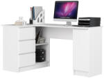Brius Birou colt stanga pal 3 sertare si rafturi, 155x85x77 cm, blat generos lucru, alb (AK-52850002-2/2)