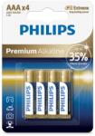 Philips prémium alkáli elem, AAA / LR3, 4 darabos készlet Phil-LR03M4B/10 (bat/phi/pr/aa/se)