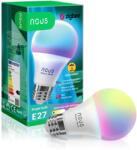 NOUS Bec LED RGB inteligent Nous P3Z, ZigBee, E27, 9W, 810 lm, lumina colorata (2700-6500K), sincronizare muzica/filme/jocuri, control vocal, clasa energetica F (P3Z)