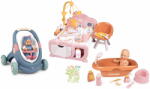 Smoby Set premergător didactic și cărucior cu păpușă în căsuță Baby Walker 3în1 + Baby Doll Little Smoby cu cădiță (SM140308-11)