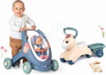 Smoby Set premergător didactic și cărucior cu păpușă Baby Walker 3în1 + Baby Doll Little Smoby și babytaxiu cu remorcă Pony (SM140308-3)