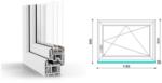  120x90 cm, bukó-nyíló, jobbos, fehér, háromrétegű üvegezésű GreenEvolution 76 B műanyag ablak (O-GEB3BN12090JF)
