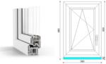  60x90 cm, bukó-nyíló, balos, fehér, háromrétegű üvegezésű GreenEvolution 76 B műanyag ablak (O-GEB3BN6090BF)