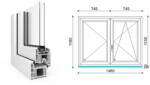  150x120 cm, nyíló/bukó-nyíló, váltószárnyas, jobbos, fehér, kétrétegű üvegezésű EkoSun 70 CL műanyag ablak (O-ES70C2NBN150120JF)