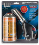 KemperGroup Forrasztólámpa, Kemper 1060KIT Superkit, fekete, piezo gyújtás, dőlésgátló rendszer, állítható láng, 7/16-os csatlakozás, menetes gázpatronos (175 g) (TC217402)
