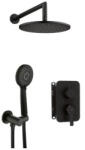 Deante Falba süllyesztett csaptelep, Deante Alpinia zuhanyszett, keverő BOX-al, fekete BXYZNQAM