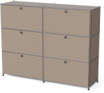 Tchibo - /Cn3 fém komód, 6 lenyíló ajtóval, szürkésbarna