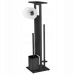 WENKO Fürdőszobai Wc-papír És Wc Kefe Tartó Állvány 4in1 Fekete (71558800)