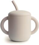 Mushie Szilikon szívószálas itatópohár - homok