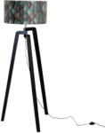 QAZQA Állólámpa fekete bársony lámpabúrával, levélmintás, 50 cm - Puros (109228)