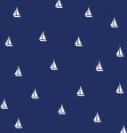 Takoy Szabadidő anyag/ futter Takoy 150cm mini fehér hajók sötétkék alapon