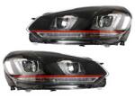 KITT Specials Első lámpák VW Golf 6 VI (2008-2013) Golf 7 3D LED DRL U-Design LED Flowing Turning Light Red Stripe GTI RHD (HLVWG6URRHD)