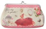 Clayre & Eef Pénztárca piros ruhás hölggyel, 18x10cm, műanyag