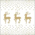 Ambiente Deer And Dots White/Gold papírszalvéta 33x33cm, 20 db-os