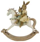 Clayre & Eef Húsvéti dekoráció - Nyuszimama gyerekkel hintalovon