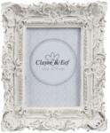 Clayre & Eef 2F0506 Képkeret 10x12cm/6x9cm, műanyag, fehér antikolt díszes kerettel