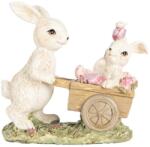 Clayre & Eef Húsvéti dekoráció - Fehér nyuszik tulipános talicskával