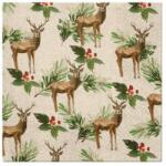 PAW We Care Deers and Holly papírszalvéta 33x33cm, 20 db-os