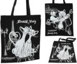 Hanipol Bevásárló táska, textil - fekete alapon fehér macska