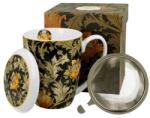 Duo Gift Porcelán bögre tetővel és fémszűrővel - 380ml - William Morris: Chrysanthemum