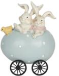 Clayre & Eef Húsvéti dekoráció - Nyuszik tojásautóban