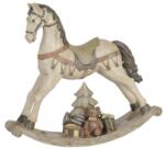 Clayre & Eef Nosztalgikus műanyag dekorfigura, hintaló ajándékkal 30x8x27cm