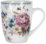 Clayre & Eef Porcelán bögre - 360ml - rózsás-madaras