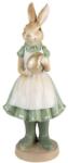 Clayre & Eef Húsvéti dekoráció - Zöld ruhás nyúl asszony