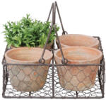 Esschert Design Cserepek drót kosárban, fogantyúval
