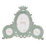 Clayre & Eef Fém képkeret 3 fotós, korona díszítésű, zöld
