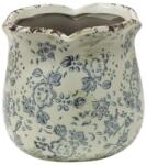 Clayre & Eef Kerámia kaspó - kék mintás - szep-otthon - 3 050 Ft