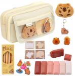 Lean Két rekeszes iskolai tolltartó zsebekkel és kiegészítőkkel Kapibara 21x12 cm (25045)