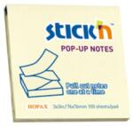 Hopax Notes adeziv 76x76 mm, 100 file, Stick'n Pop-up - galben pastel (HO-21395)