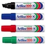 Artline Marker permanent Artline 100, varf tesit 7, 5 - 12 mm, corp metalic (EK-100-BK)