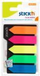 Hopax Stick index plastic transparent color 42 x 12 mm, 5 x 25 buc/set - 5 culori neon - sageata (HO-21143)