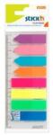 Hopax Stick index plastic transparent color 45 x 12 mm, 8 x 25 buc/set + index sageata, - 8 culori neon (HO-21346)