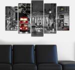 Charm Tablou MDF ( 5 buc ) London Autobuz Rosu, Multicolor, 60x110 cm (223CHR1912)