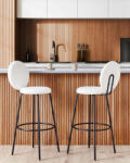 MAXISHOP Italia Collection Set de 2 scaune de bar EMERY Boucle Alb (494813)
