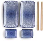 Ibili 6 részes sushi készlet, porcelán/bambusz, kék (IB-693800)